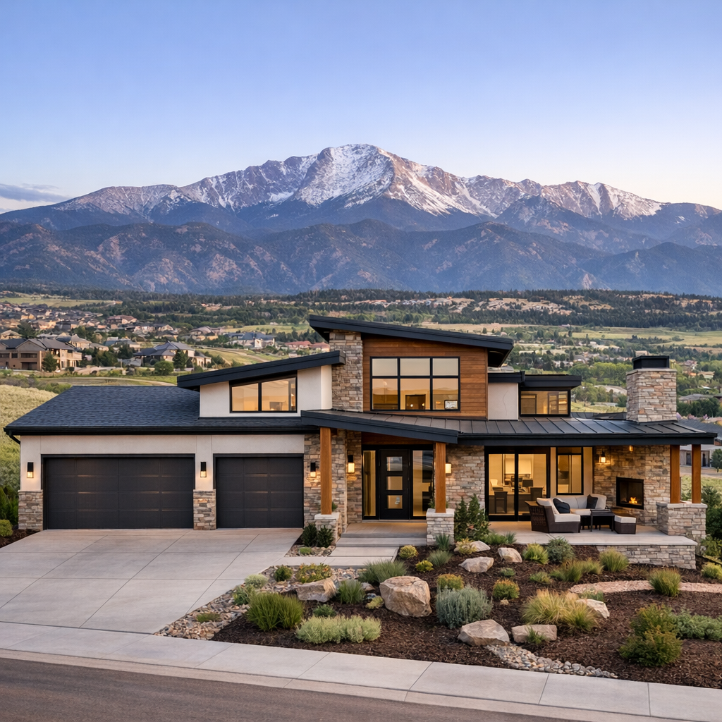 Custom Home with Pikes Peak Mountain Views