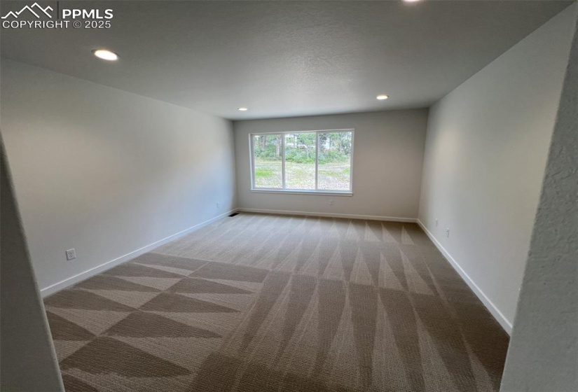 Primary Bedroom featuring recessed lighting and carpet